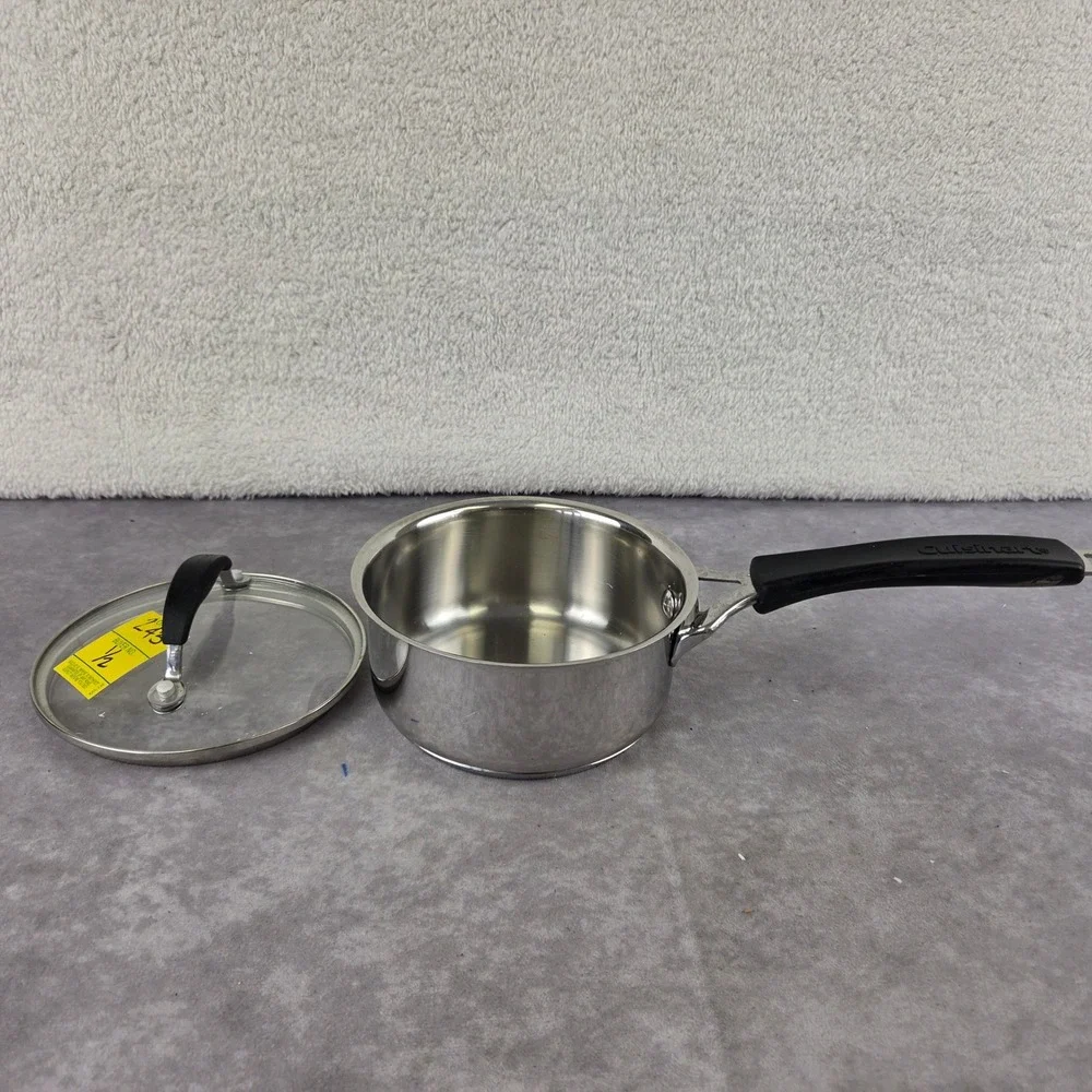 Cuisinart 8619-14 Stainless Steel 1 Qt Saucepan with Glass Lid Silver Black
